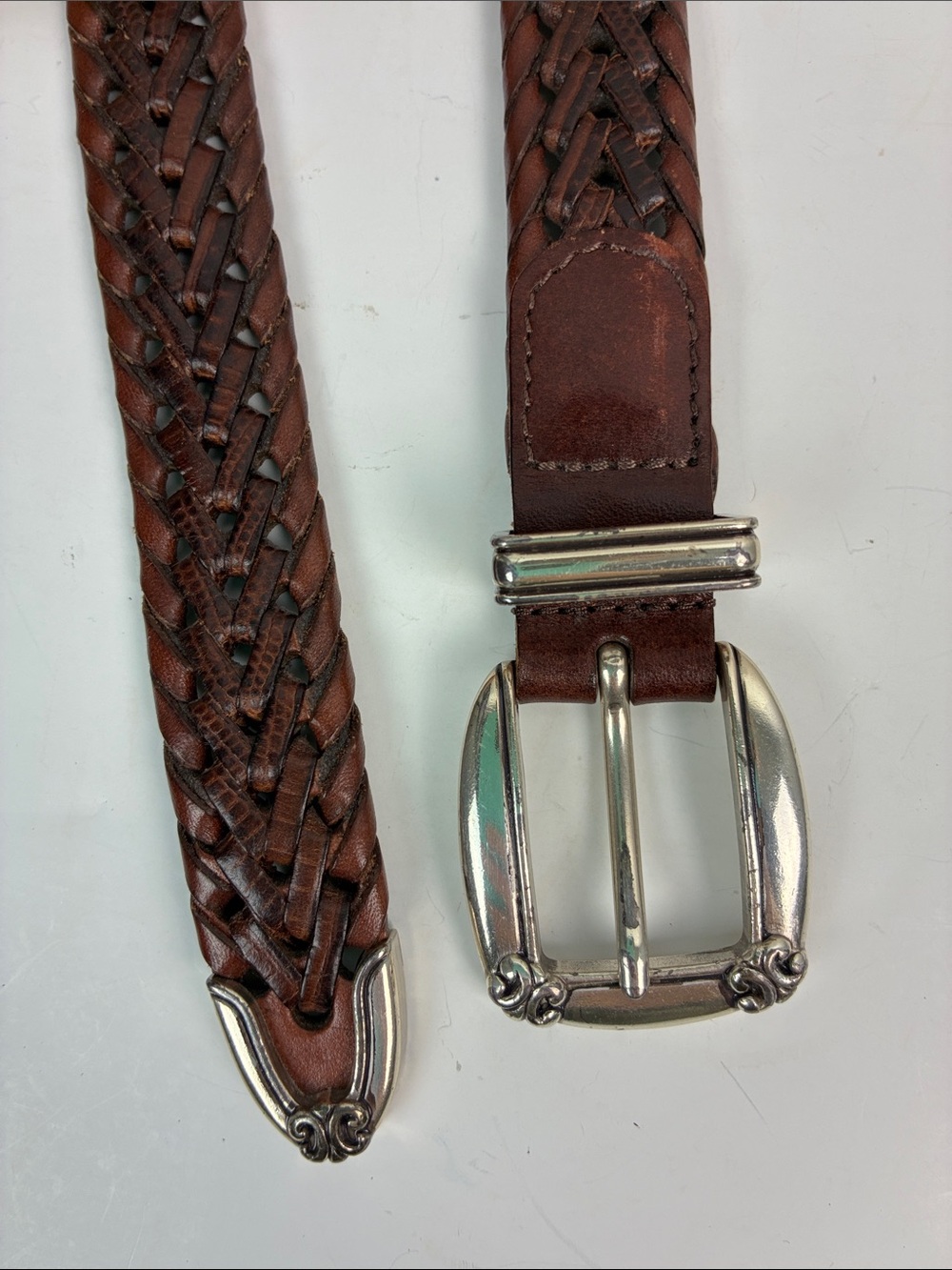 Fossil Vintage Women’s Classic Brown Woven Leather Belt Western Size Medium - Picture 7 of 7